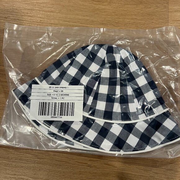 NWT Janie and Jack Black and White Gingham Bucket Hat Size 0-3 Months Baby - Picture 2 of 3